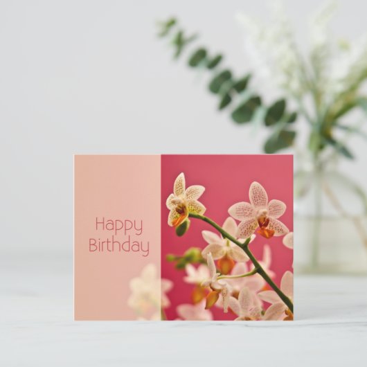 Rote Orchid - Geburtskarte Postkarte (Stehend Vorderseite)