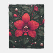Rote Orchidee blüht mit grünen Blättern Fleecedecke (Vorderseite)