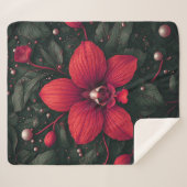 Rote Orchidee blüht mit grünen Blättern Sherpadecke (Vorderseite (Horizontal))