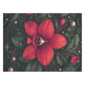 Rote Orchidee blüht mit grünen Blättern Tischdecke (Vorderseite (Horizontal))