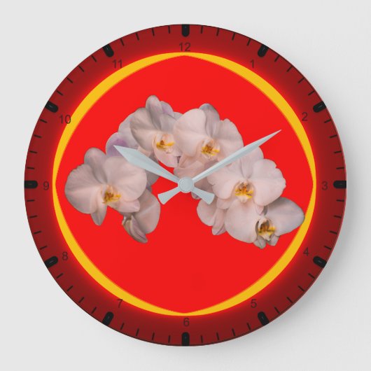 Rote Orchidee Große Wanduhr (Vorderseite)