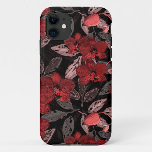 Rote Orchideen auf schwarz. Case-Mate iPhone Hülle