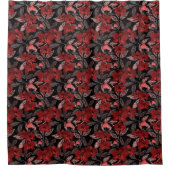 Rote Orchideen auf schwarz. Duschvorhang (Vorderseite)