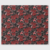 Rote Orchideen auf schwarz. Geschenkpapier (Flach)