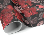 Rote Orchideen auf schwarz. Geschenkpapier (Rolleneckpunkt)