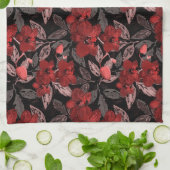 Rote Orchideen auf schwarz. Geschirrtuch (Gefaltet)