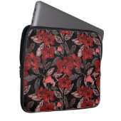 Rote Orchideen auf schwarz. Laptopschutzhülle (Vorne Rechts)