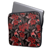 Rote Orchideen auf schwarz. Laptopschutzhülle (Vorderseite Links)