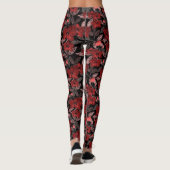 Rote Orchideen auf schwarz. Leggings (Rückseite)