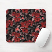 Rote Orchideen auf schwarz. Mousepad (Mit Mouse)