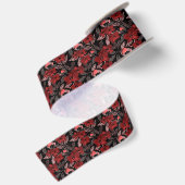 Rote Orchideen auf schwarz. Satinband (Rückseite)