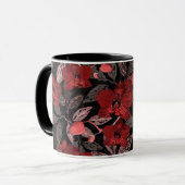 Rote Orchideen auf schwarz. Tasse (Vorderseite Links)