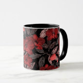 Rote Orchideen auf schwarz. Tasse (VorderseiteRechts)