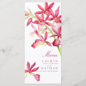 Rote Orchideen Blume Hochzeitsmenü Menükarte (Vorderseite)