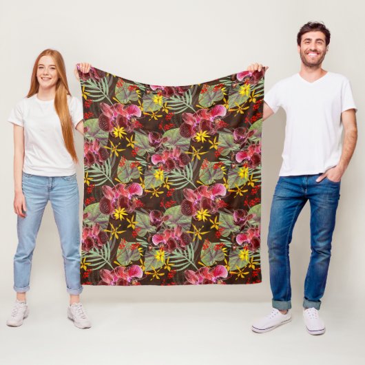 Rote Orchideen. Fleecedecke (Beispiel)