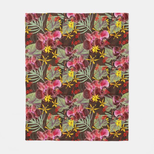 Rote Orchideen. Fleecedecke (Vorderseite)