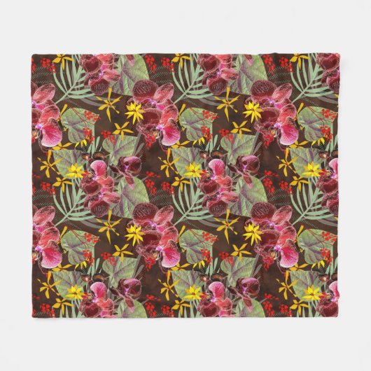 Rote Orchideen. Fleecedecke (Vorderseite (Horizontal))