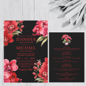 Rote Orchideen in einer Einladung zur Hochzeit