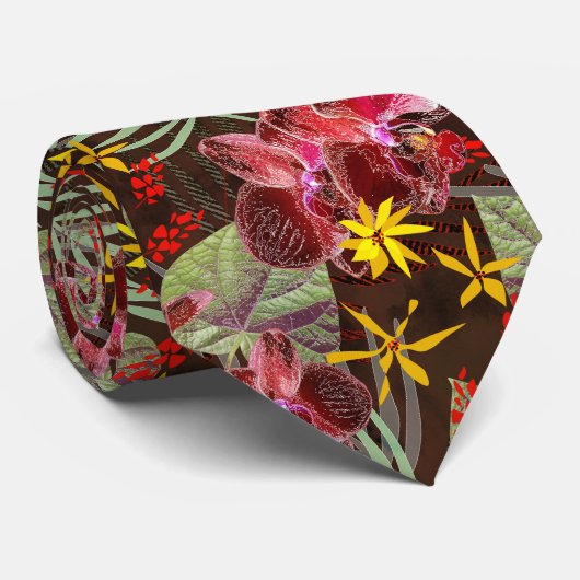 Rote Orchideen. Krawatte (Gerollt)