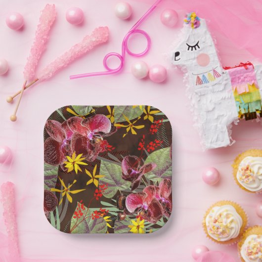 Rote Orchideen. Pappteller (Party)