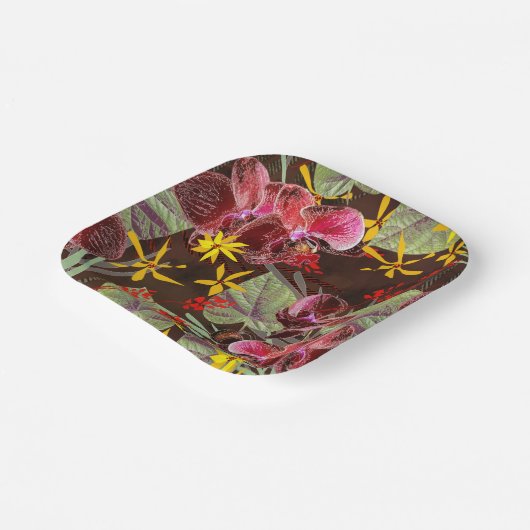 Rote Orchideen. Pappteller (Gewinkelt)