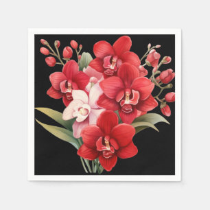Rote Orchideen Rote und Weiße Hochzeit Serviette