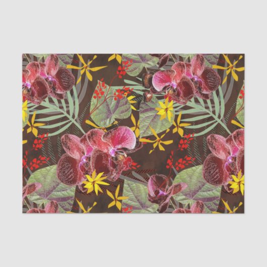 Rote Orchideen. Seidenpapier (Vorderseite)