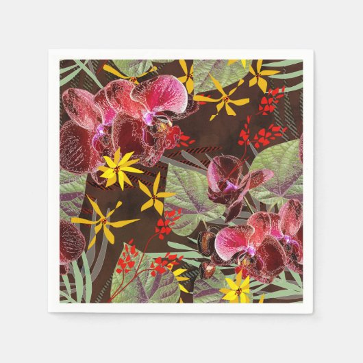 Rote Orchideen. Serviette (Vorderseite)
