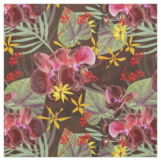 Rote Orchideen. Stoff (Muster)