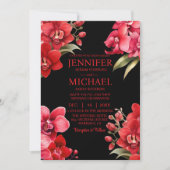 Rote Orchideen Winter Sommerhochzeit Einladungen (Vorderseite)