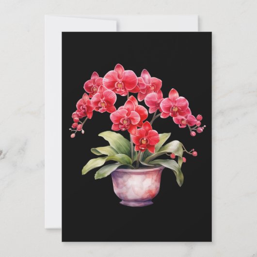 Rote Orchideen Winter Sommerhochzeit Einladungen (Rückseite)