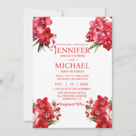 Rote Orchideen Winter Sommerhochzeit Einladungen