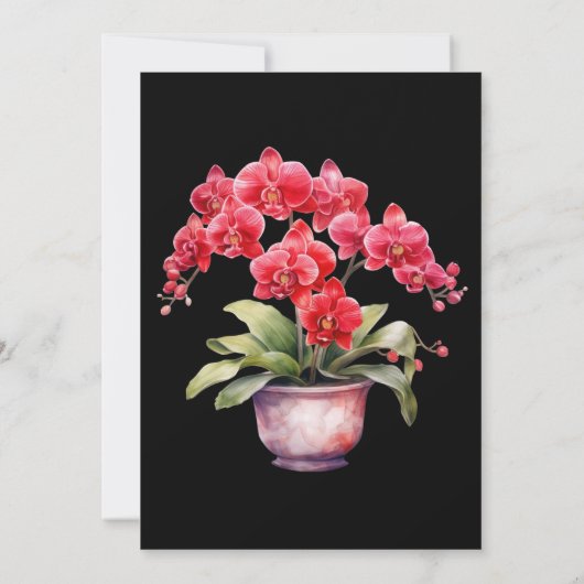 Rote Orchideen Winter Sommerhochzeit Einladungen (Rückseite)