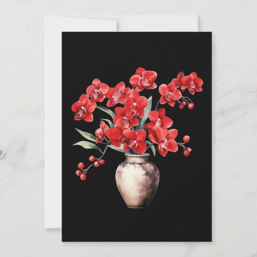 Rote Orchideen Winter Sommerhochzeit Einladungen (Rückseite)