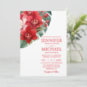Rote Orchideen Winter Sommerhochzeit Einladungen (Stehend Vorderseite)