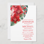 Rote Orchideen Winter Sommerhochzeit Einladungen (Vorderseite)