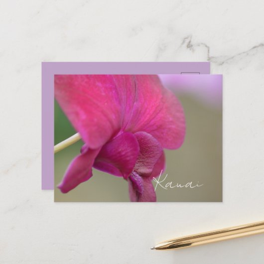 Rote Orchideenblüte Kauai Postkarte (Vorderseite/Rückseite Beispiel)