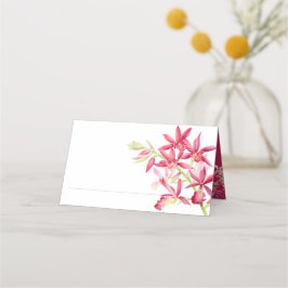 Rote Orchideenfarbe Hochzeitstag Blume Aquarell Platzkarte