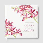 Rote Orchideenhochzeit Blume Aquarellfarben Gästebuch (Vorderseite)