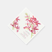 Rote Orchideenhochzeit Blume Aquarellfarben Serviette (Ecke)