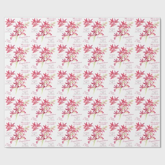 Rote Orchideenhochzeit der botanischen Blume Geschenkpapier (Flach)