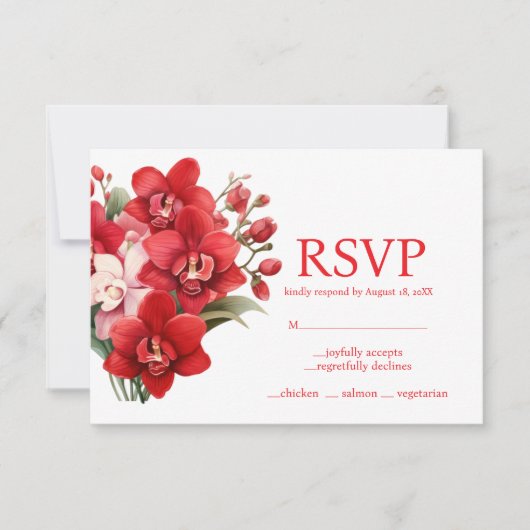 Rote Orchids Menü Auswahl UAWG Response Card RSVP Karte (Vorderseite)