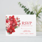 Rote Orchids Menü Auswahl UAWG Response Card RSVP Karte (Stehend Vorderseite)