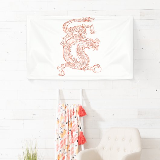 Rote orientalische skizzierte Drache-Kunst Banner (Insitu)