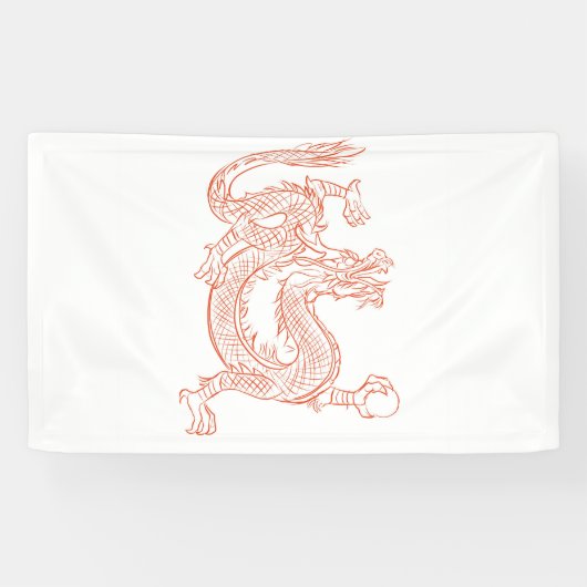 Rote orientalische skizzierte Drache-Kunst Banner (Horizontal)