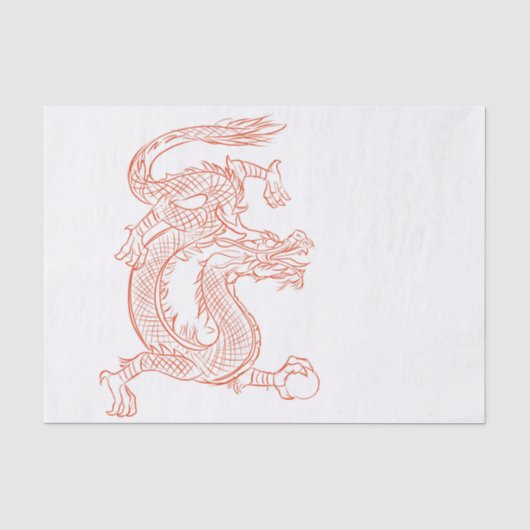 Rote orientalische skizzierte Drache-Kunst Seidenpapier (Vorderseite)