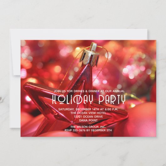 Rote Ornament-Feier Einladung (Vorderseite)