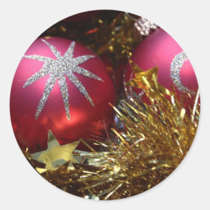 Rote Ornament Runder Aufkleber
