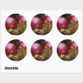 Rote Ornament Runder Aufkleber (Blatt)