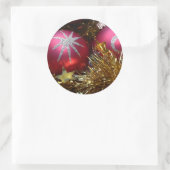 Rote Ornament Runder Aufkleber (Tasche)